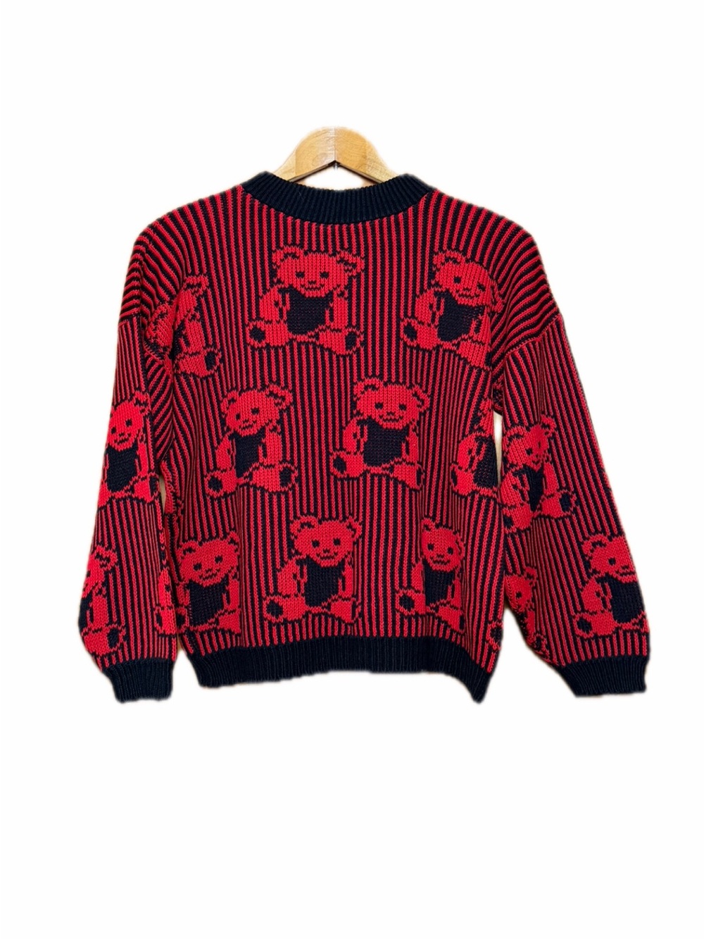 Red & Black Teddy Bear Knit Sweater